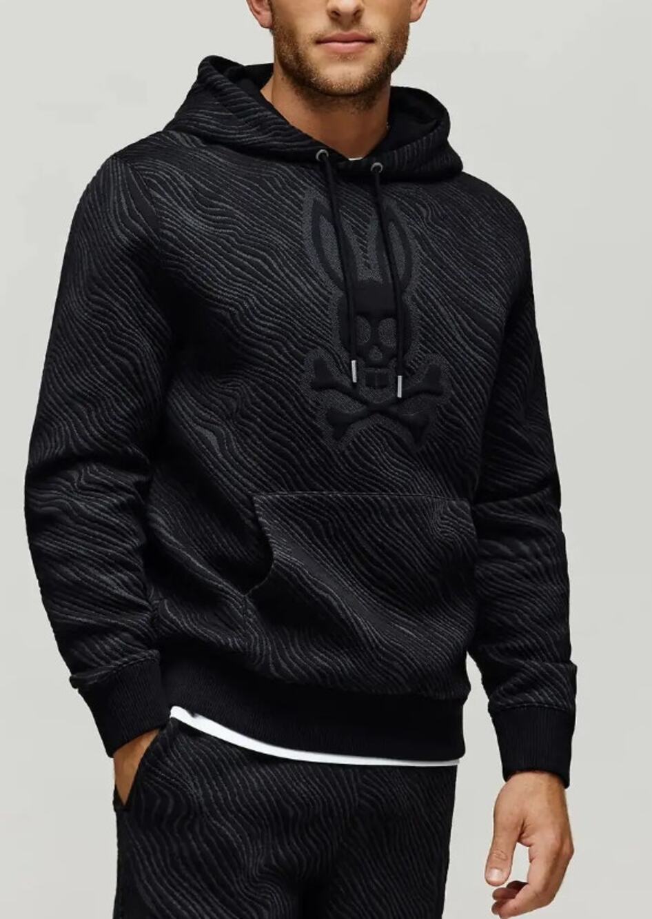 New Psycho Bunny Kendrick Jacquard Textured Hoodie Men’s XS